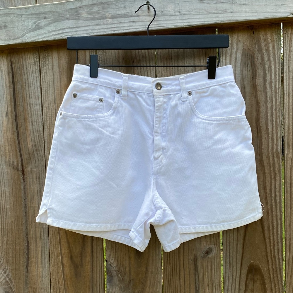 Vintage Halston Jeans High Rise Wedgie White Denim Shorts